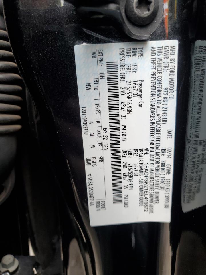 2014 Ford Focus Se VIN: 1FADP3K21EL419872 Lot: 85935585