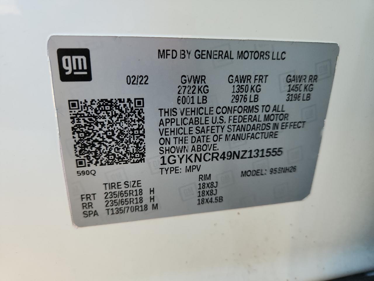 2022 Cadillac Xt5 Premium Luxury VIN: 1GYKNCR49NZ131555 Lot: 89640855