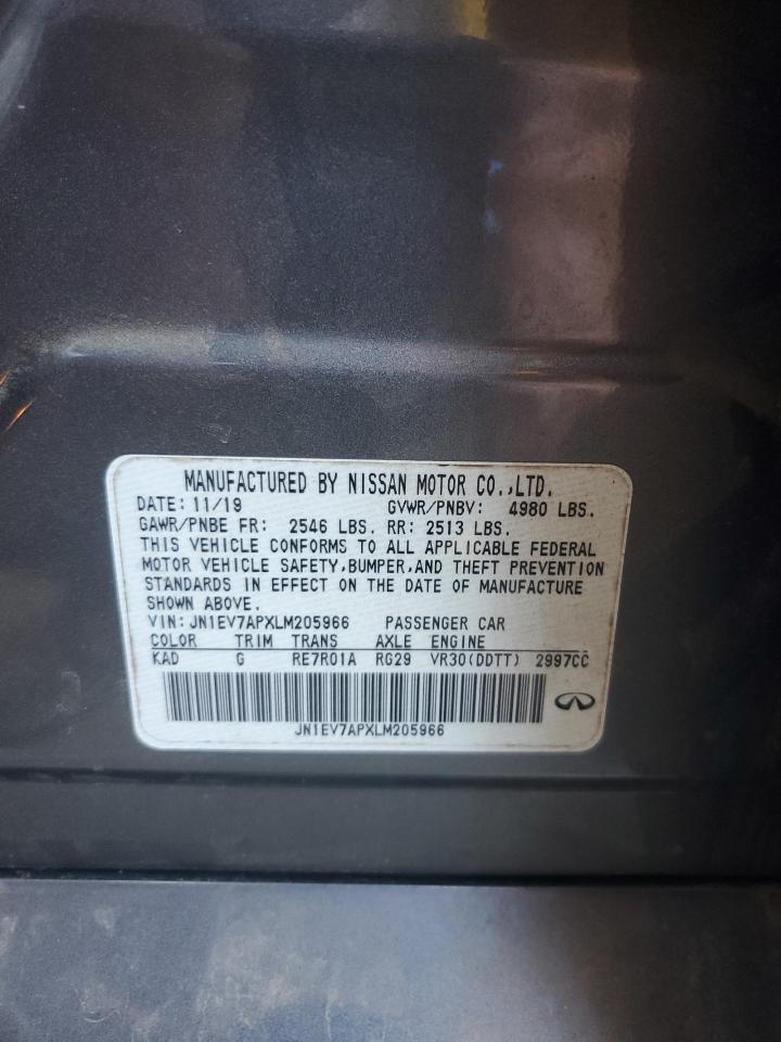 2020 Infiniti Q50 Pure VIN: JN1EV7APXLM205966 Lot: 86477595