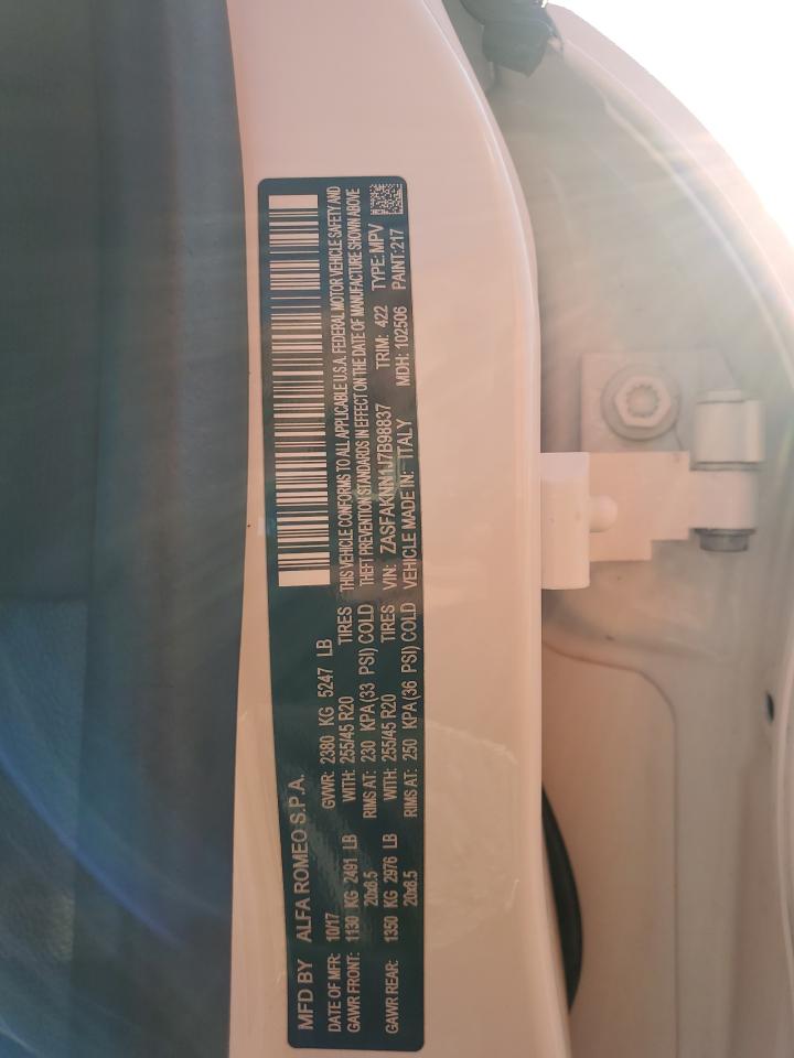 2018 Alfa Romeo Stelvio Ti Sport VIN: ZASFAKNN1J7B98837 Lot: 85322525