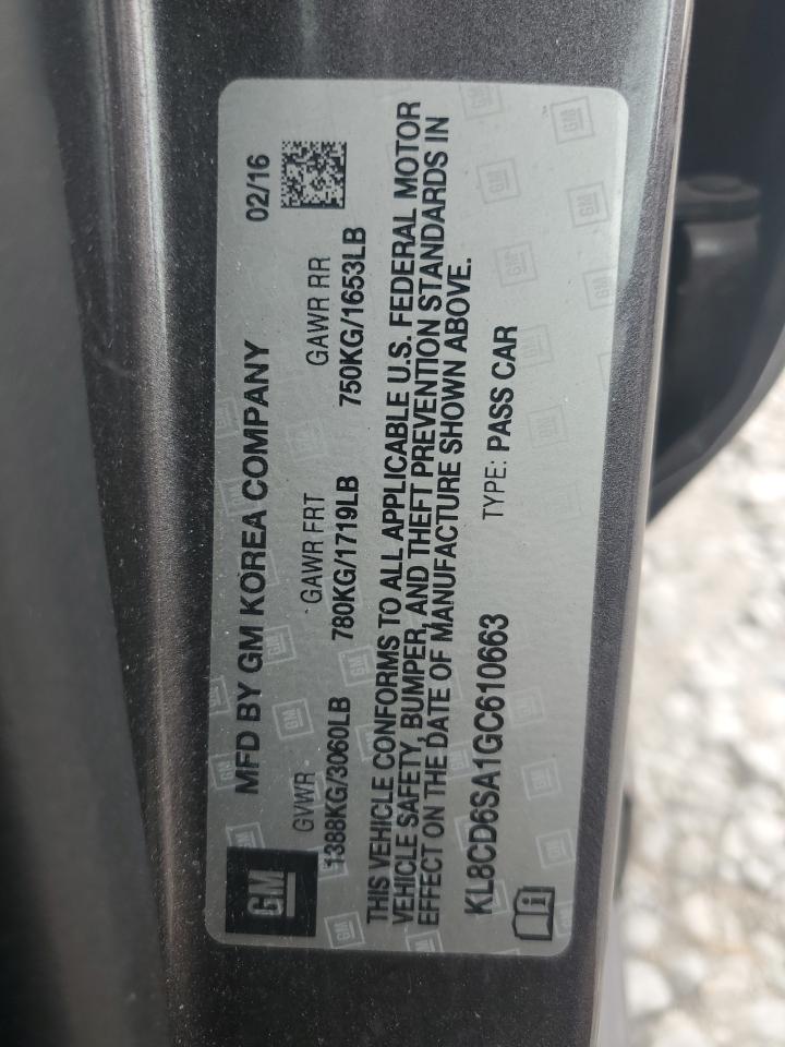 2016 Chevrolet Spark 1Lt VIN: KL8CD6SA1GC610663 Lot: 81983735