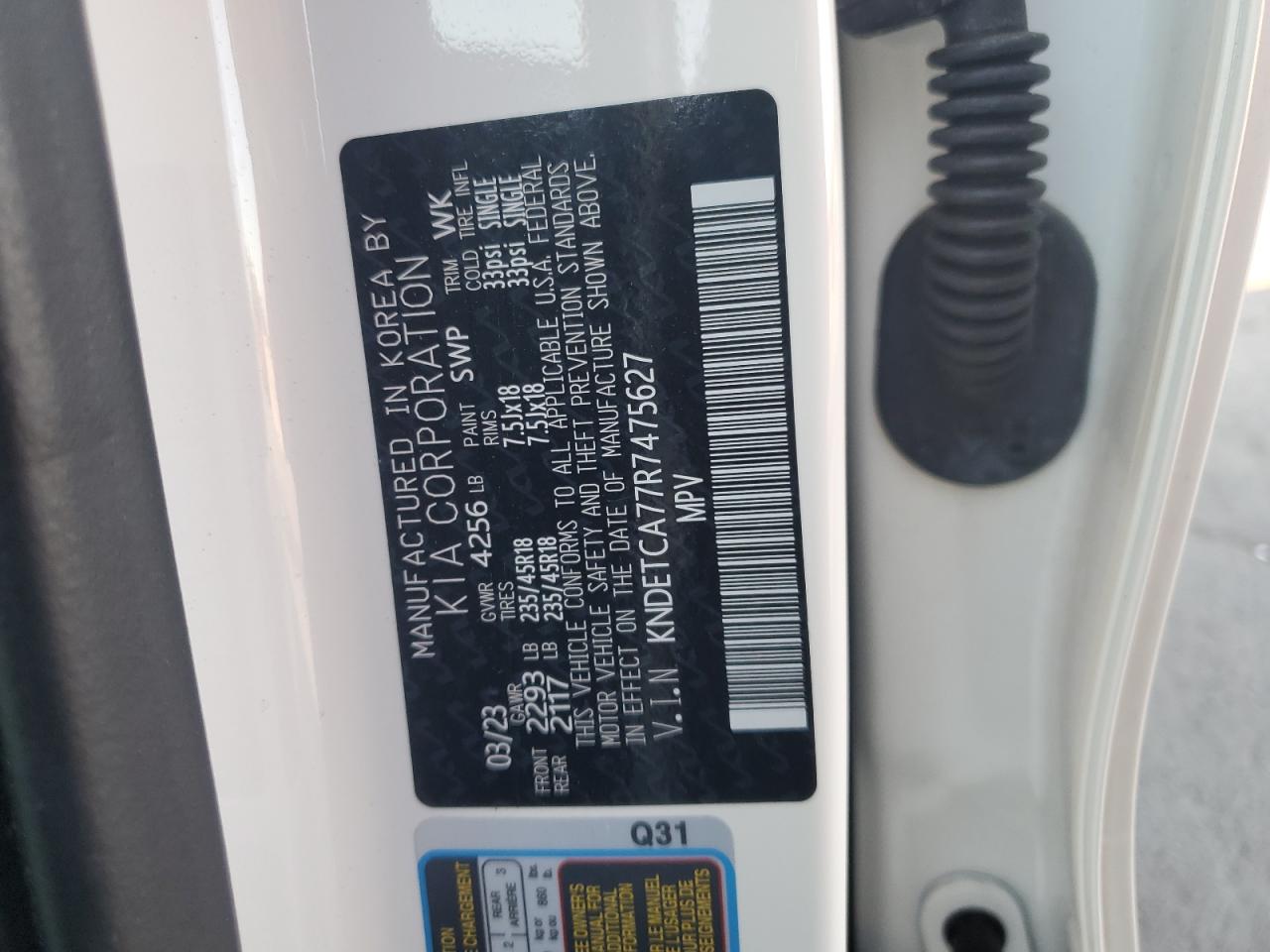 2024 Kia Seltos Sx VIN: KNDETCA77R7475627 Lot: 87268635