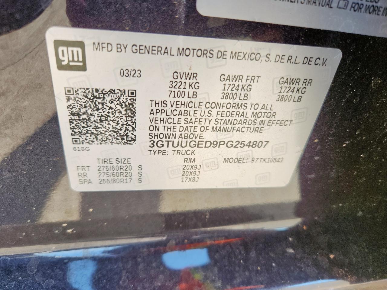 2023 GMC Sierra K1500 Denali VIN: 3GTUUGED9PG254807 Lot: 84069775