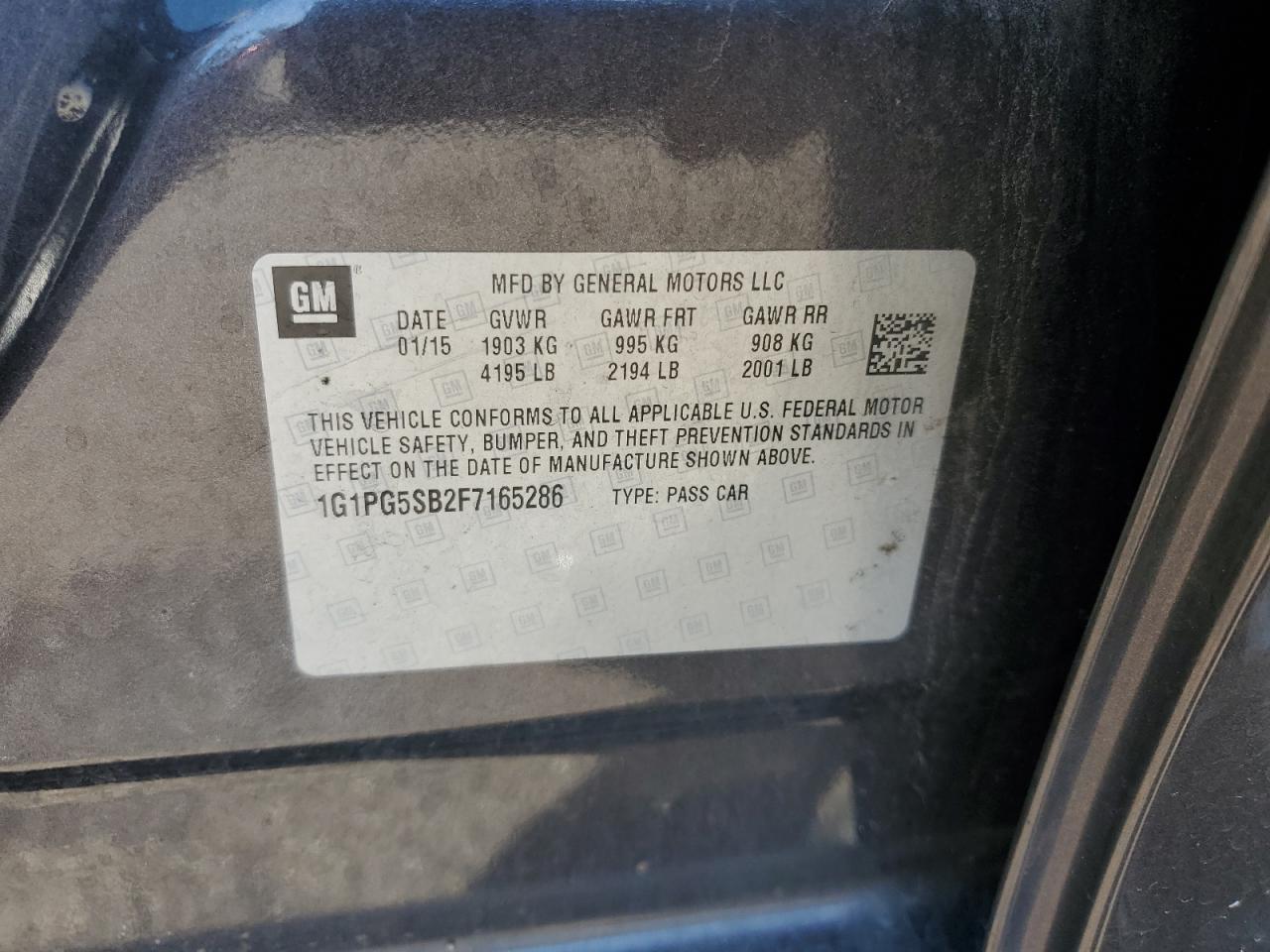 2015 Chevrolet Cruze Ltz VIN: 1G1PG5SB2F7165286 Lot: 86146365