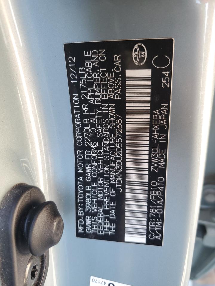 2013 Toyota Prius VIN: JTDKN3DU2D5572687 Lot: 82287515