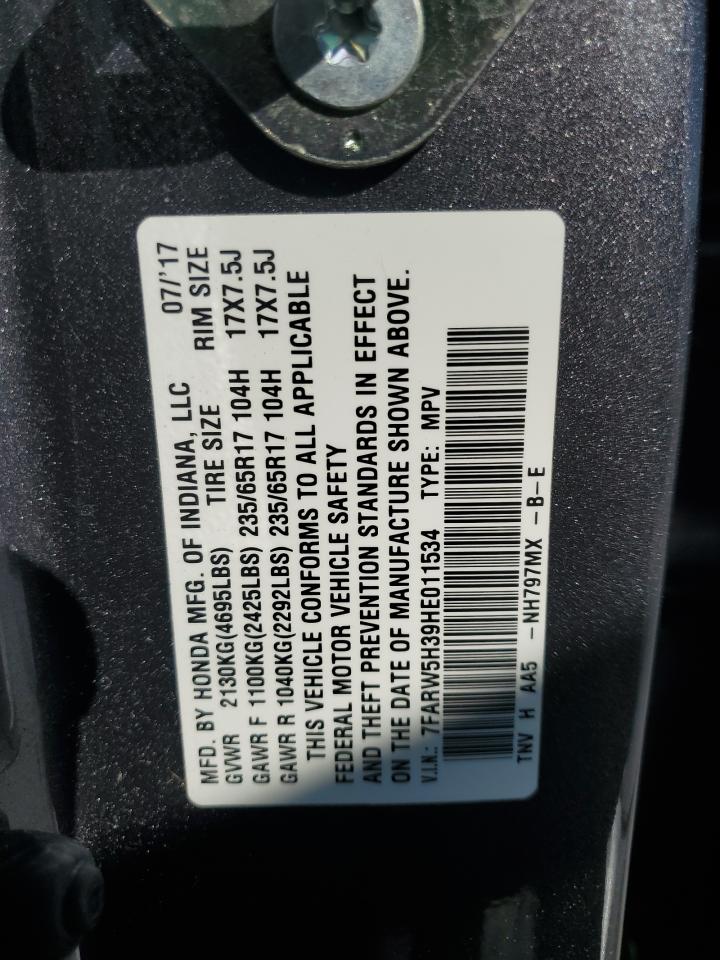 2017 Honda Cr-V Lx VIN: 7FARW5H39HE011534 Lot: 87220735