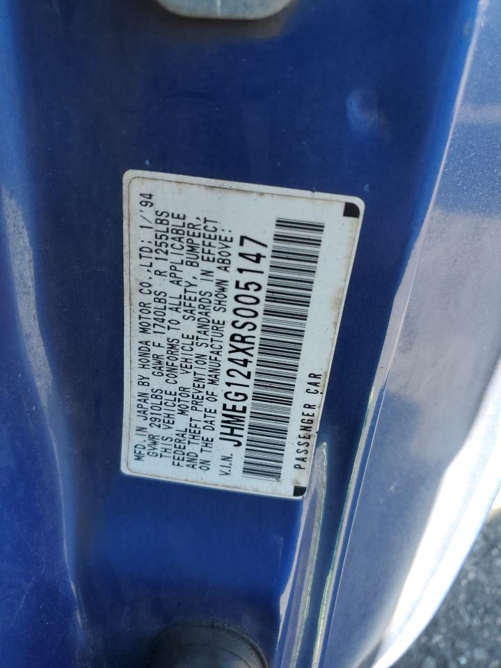 1994 Honda Civic Del Sol S VIN: JHMEG124XRS005147 Lot: 84921695