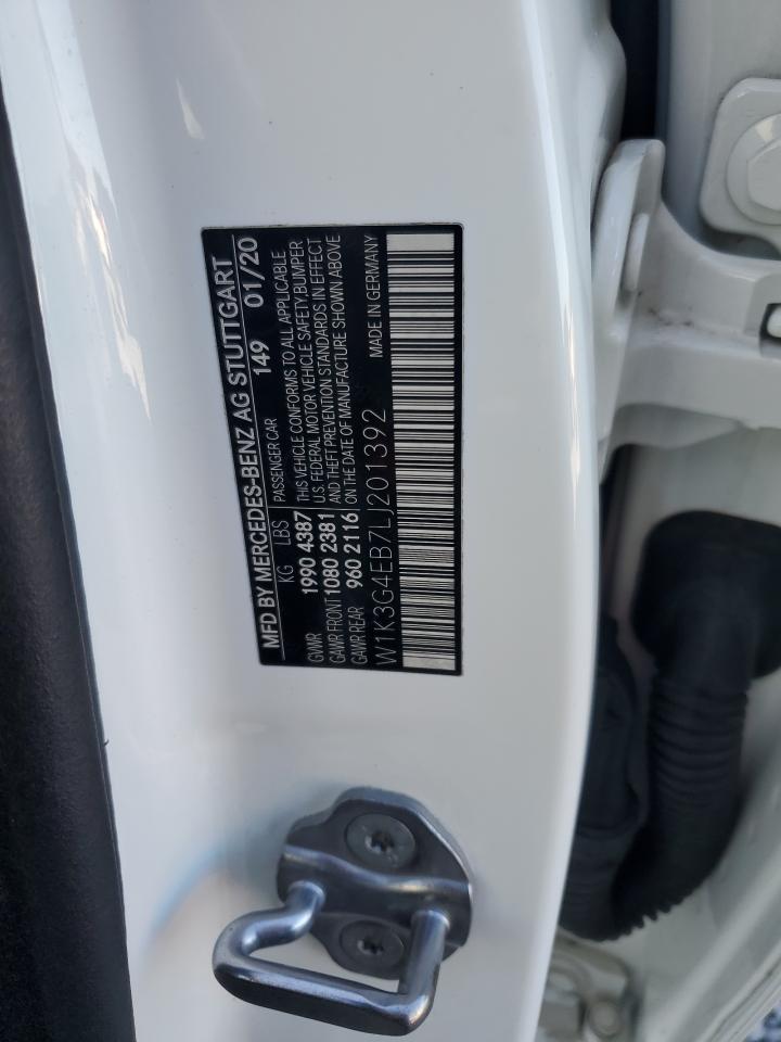 2020 Mercedes-Benz A 220 VIN: W1K3G4EB7LJ201392 Lot: 84872555