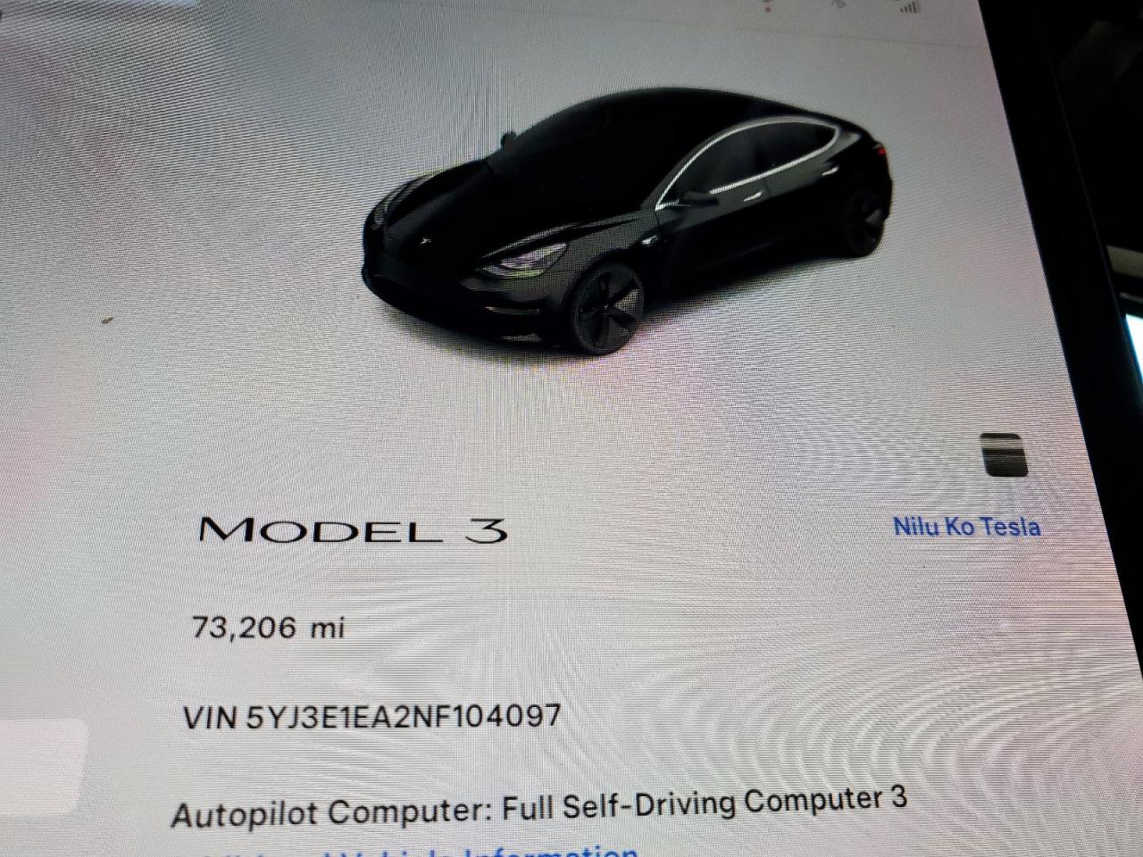2022 Tesla Model 3 VIN: 5YJ3E1EA2NF104097 Lot: 89437135