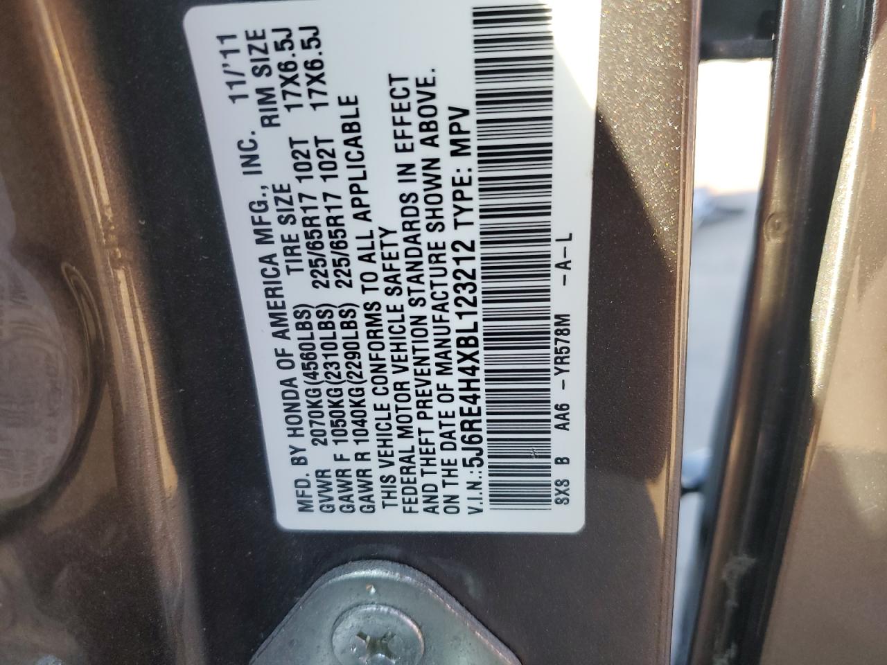 2011 Honda Cr-V Se VIN: 5J6RE4H4XBL123212 Lot: 89482765