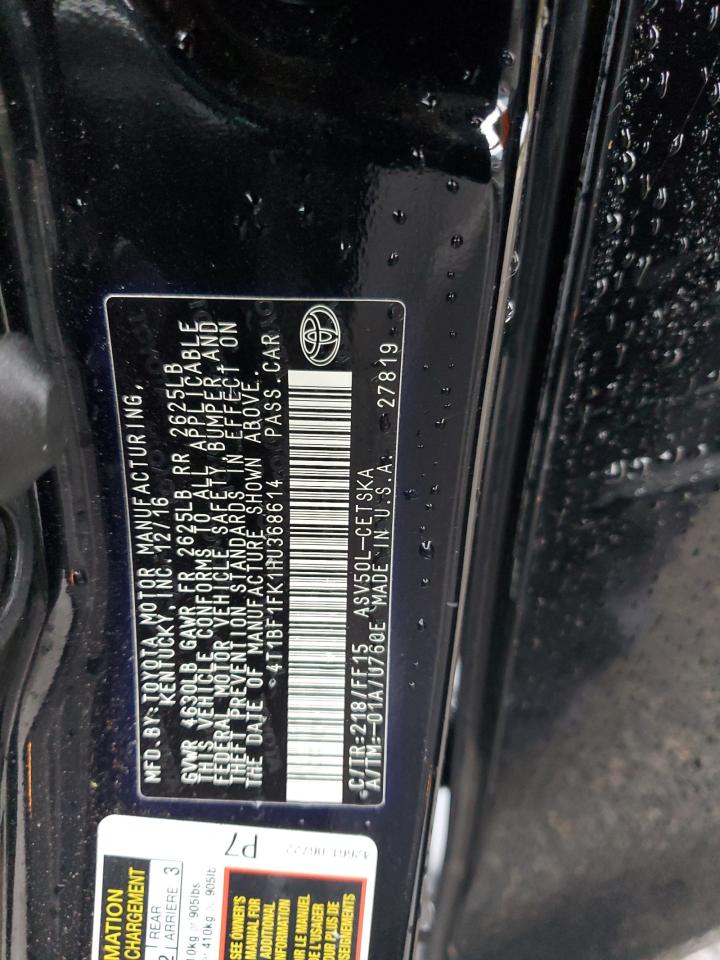 2017 Toyota Camry Le VIN: 4T1BF1FK1HU368614 Lot: 86056235