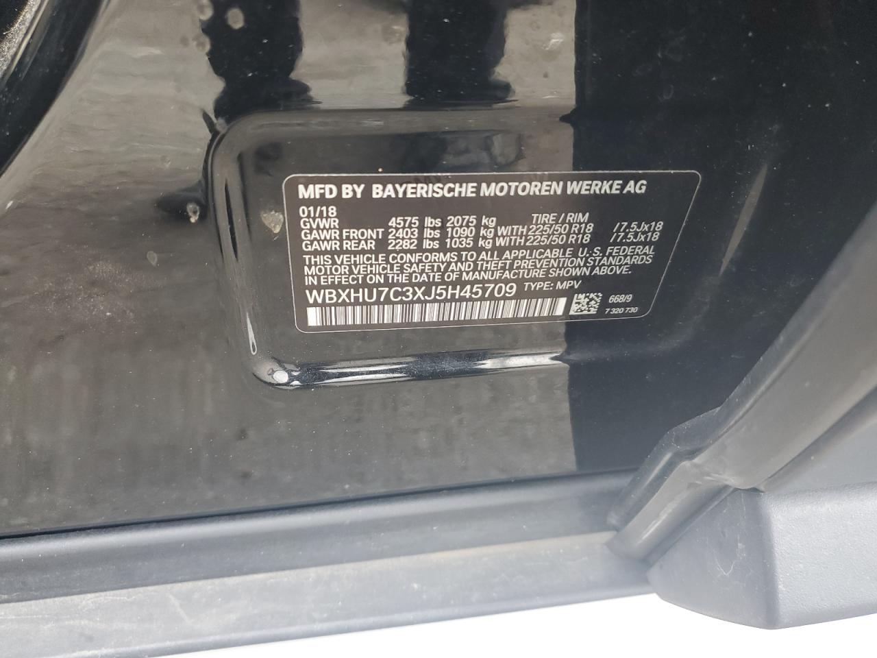 2018 BMW X1 Sdrive28I VIN: WBXHU7C3XJ5H45709 Lot: 86299395