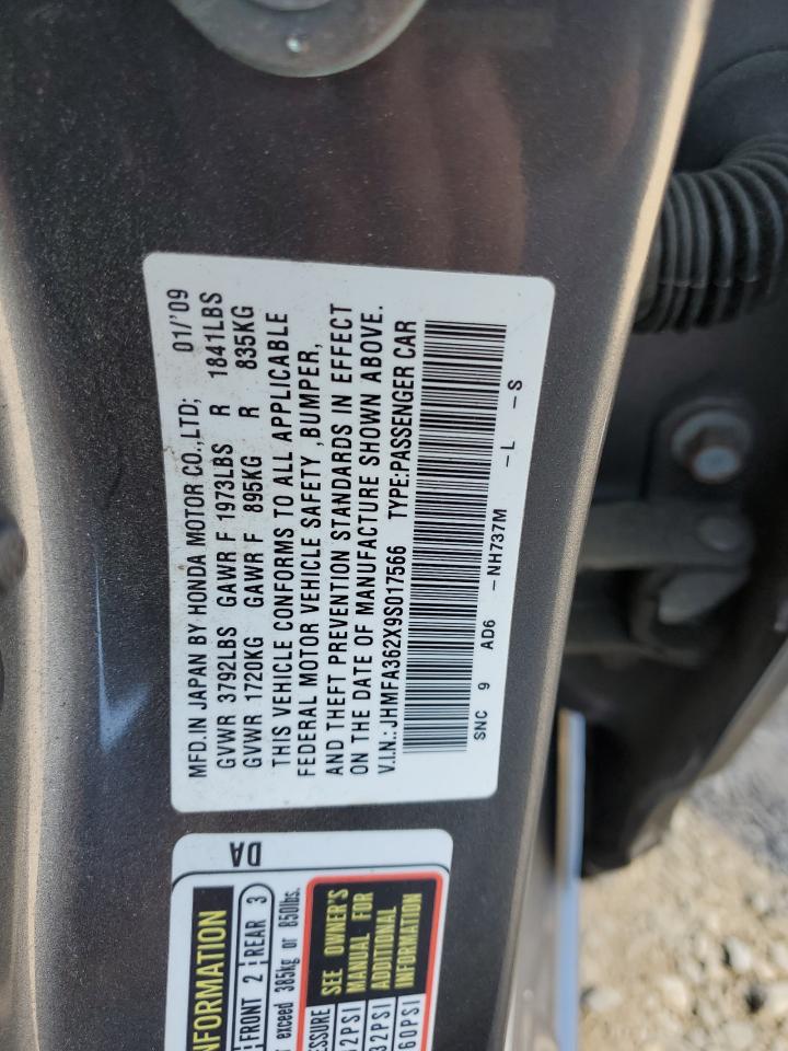2009 Honda Civic Hybrid VIN: JHMFA362X9S017566 Lot: 84575245