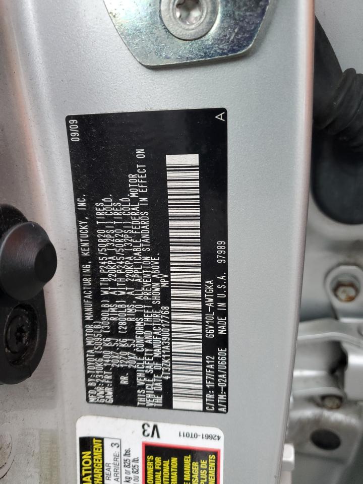 2009 Toyota Venza VIN: 4T3ZK11A39U017768 Lot: 86268655