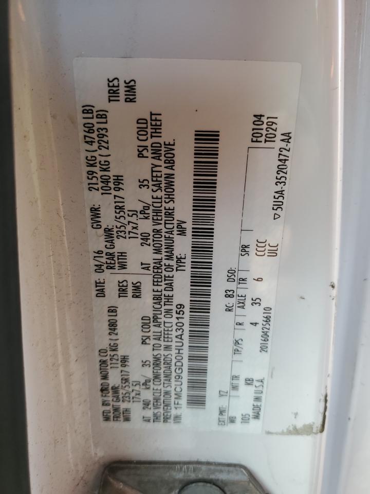 2017 Ford Escape Se VIN: 1FMCU9GD0HUA30159 Lot: 87087525