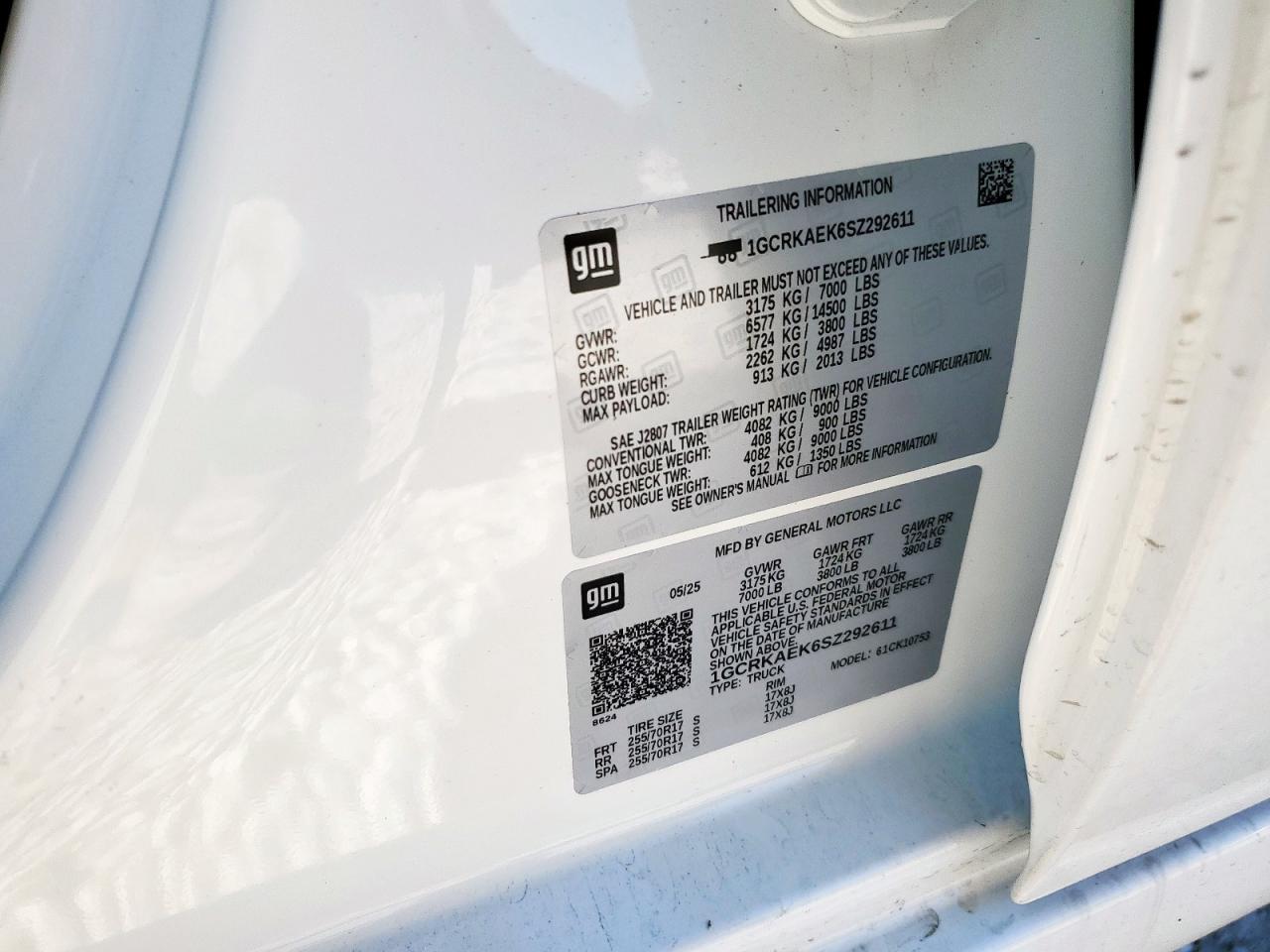 2025 Chevrolet Silverado K1500 VIN: 1GCRKAEK6SZ292611 Lot: 85929195