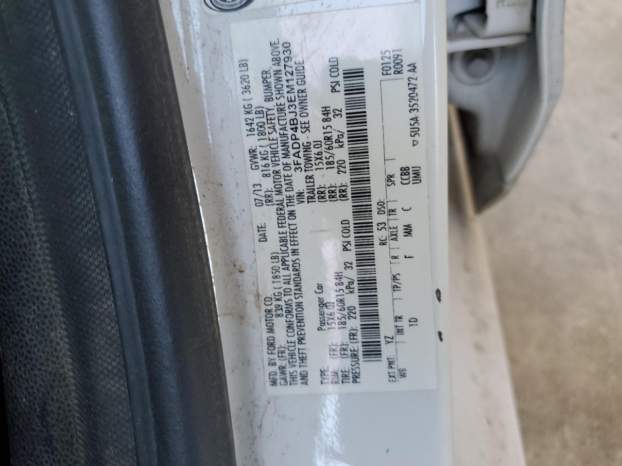 2014 Ford Fiesta Se VIN: 3FADP4BJ3EM127930 Lot: 84053845