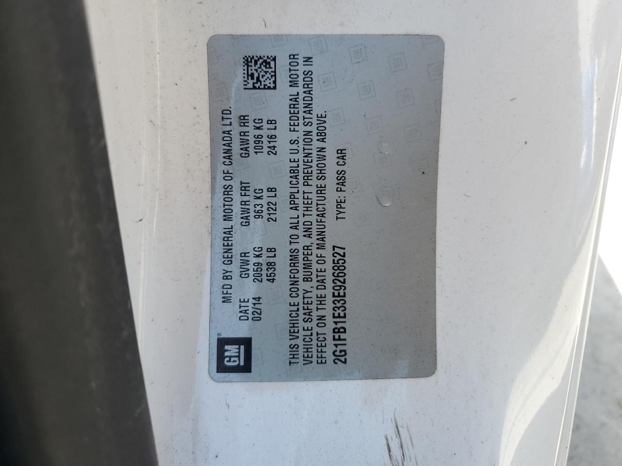 2014 Chevrolet Camaro Lt VIN: 2G1FB1E33E9268527 Lot: 84947345