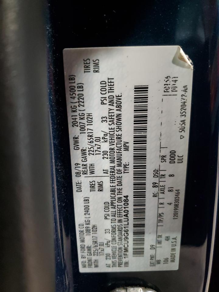 2020 Ford Escape Se VIN: 1FMCU9G61LUA01084 Lot: 84658875