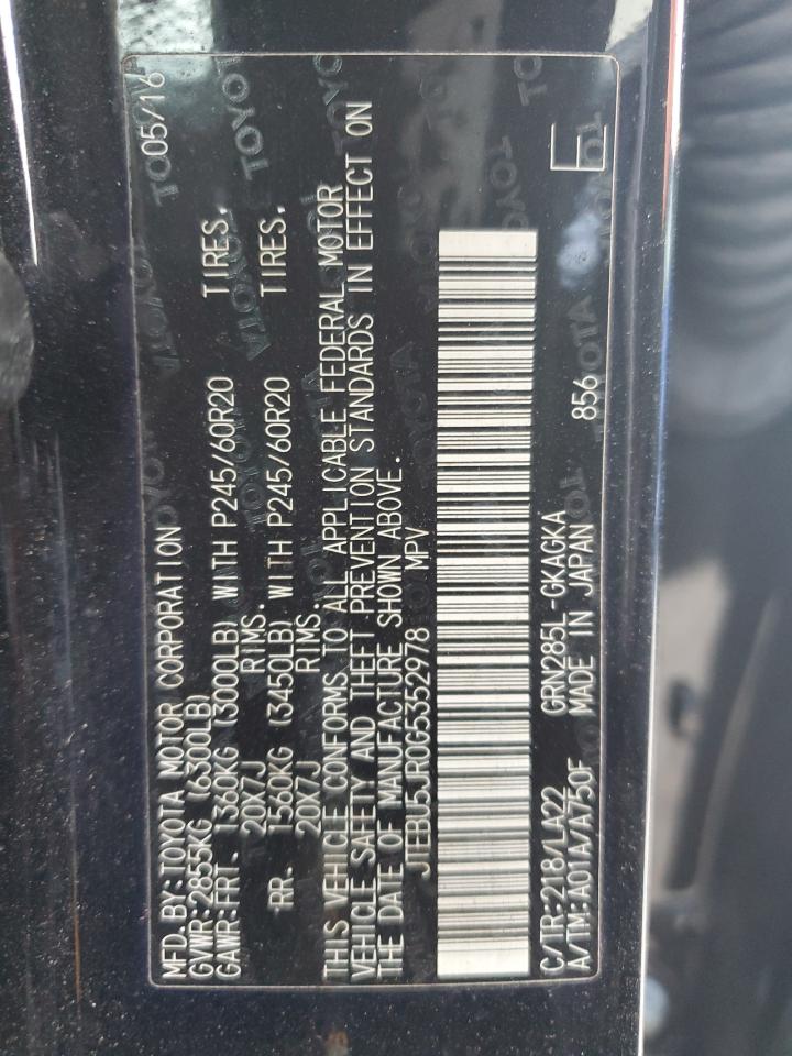 2016 Toyota 4Runner Sr5/Sr5 Premium VIN: JTEBU5JR0G5352978 Lot: 84580465