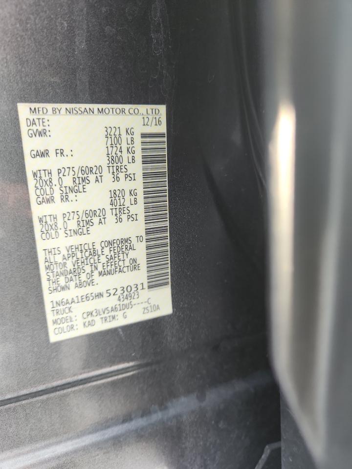 2017 Nissan Titan Sv VIN: 1N6AA1E65HN523031 Lot: 85497455