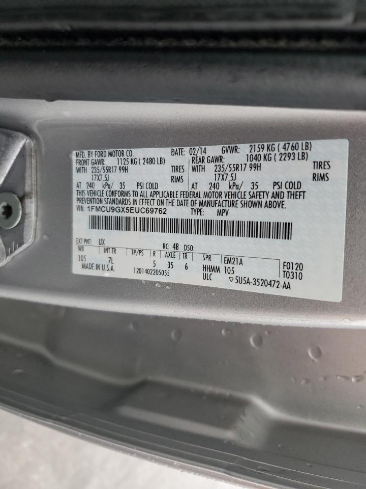 2014 Ford Escape Se VIN: 1FMCU9GX5EUC69762 Lot: 82324365