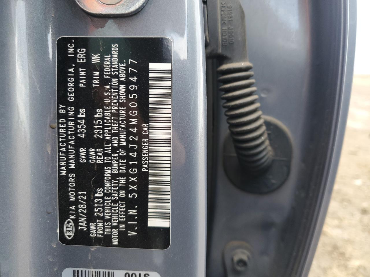 2021 Kia K5 Lxs VIN: 5XXG14J24MG059477 Lot: 84890475