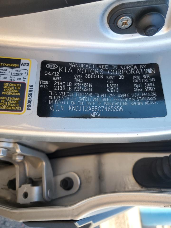 2012 Kia Soul + VIN: KNDJT2A68C7465356 Lot: 82336215