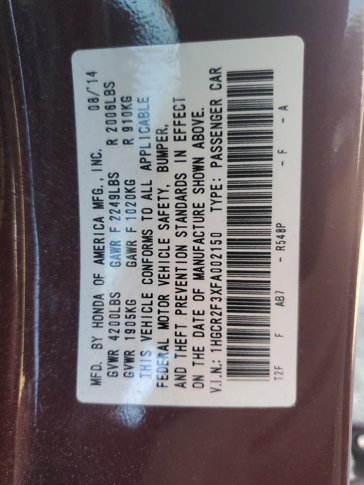 2015 Honda Accord Lx VIN: 1HGCR2F3XFA002150 Lot: 85888065