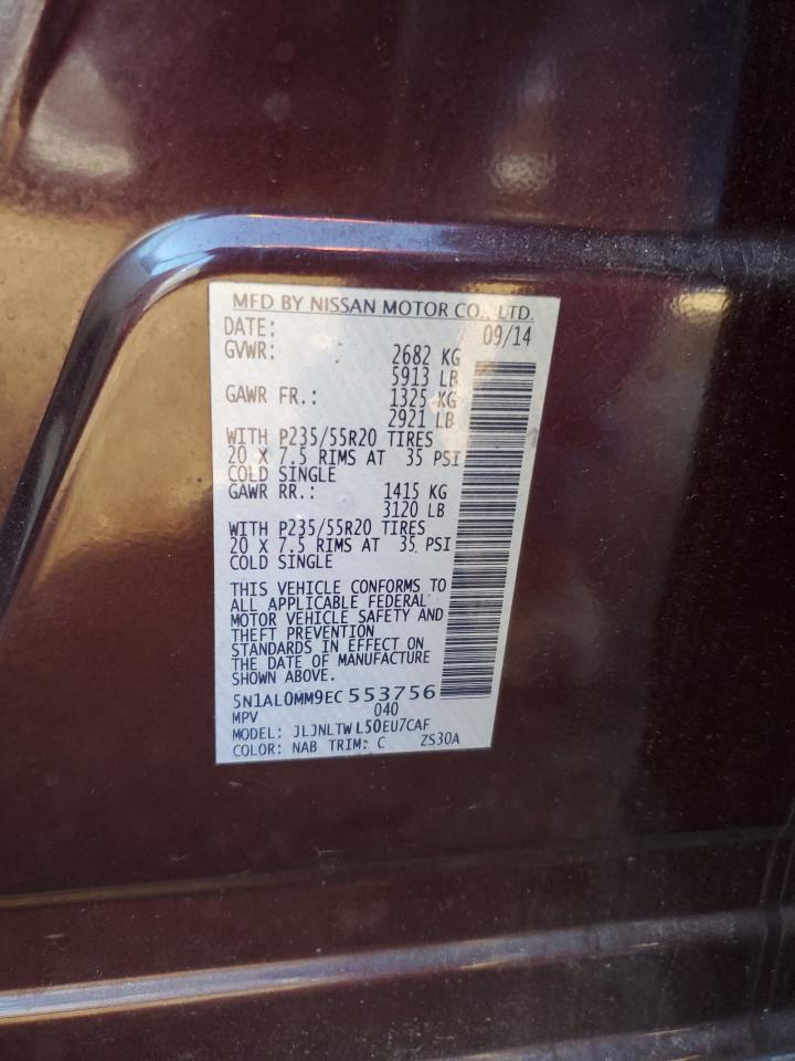 2014 Infiniti Qx60 VIN: 5N1AL0MM9EC553756 Lot: 87213165