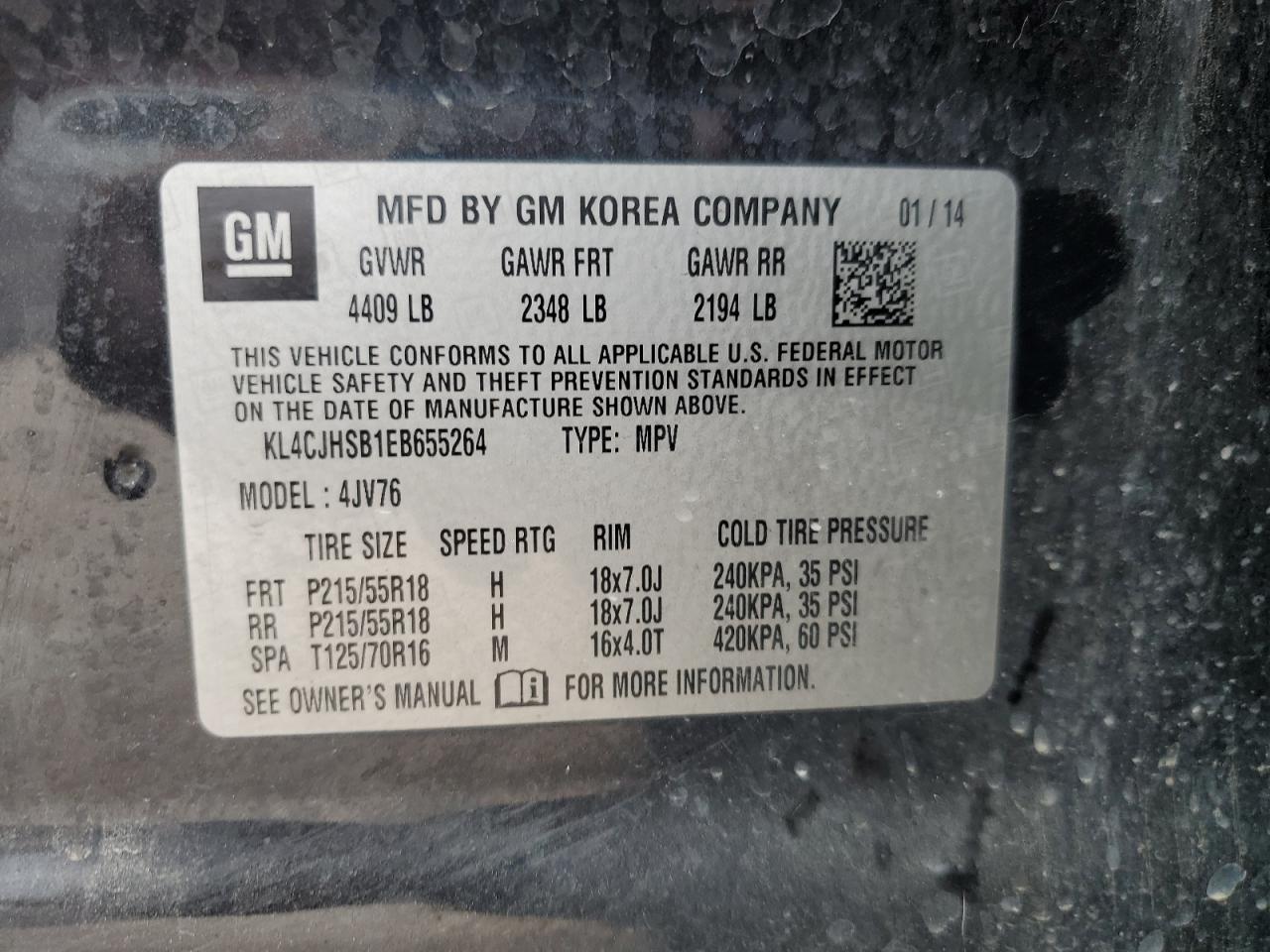 2014 Buick Encore Premium VIN: KL4CJHSB1EB655264 Lot: 90330235