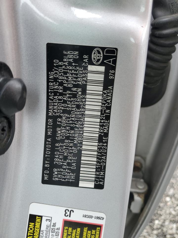 2010 Toyota Corolla Base VIN: 2T1BU4EE5AC382543 Lot: 86137615