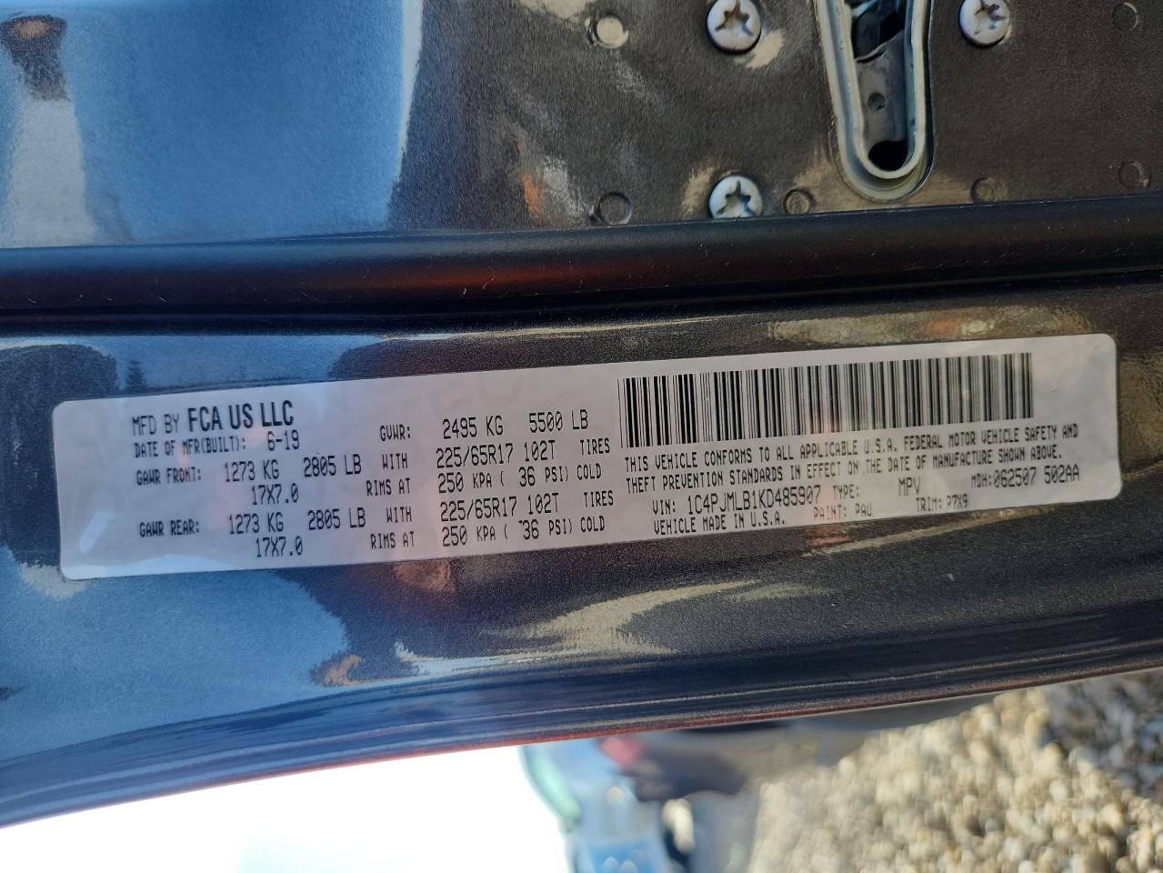 2019 Jeep Cherokee Latitude Plus VIN: 1C4PJMLB1KD485907 Lot: 86442265