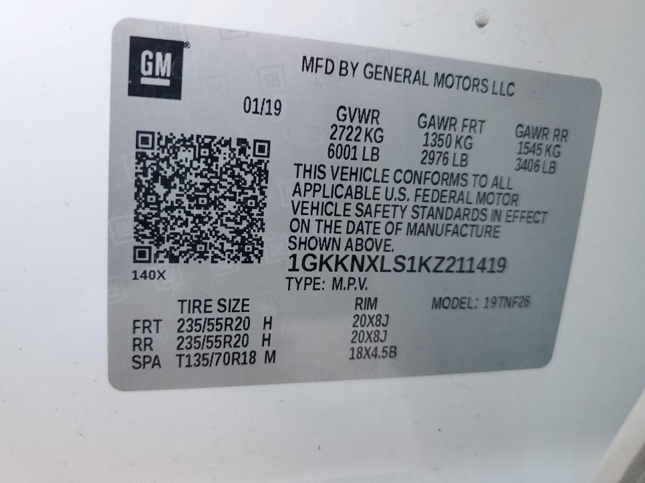 2019 GMC Acadia Denali VIN: 1GKKNXLS1KZ211419 Lot: 82783285