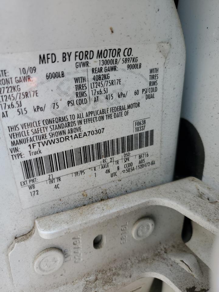 2010 Ford F350 Super Duty VIN: 1FTWW3DR1AEA70307 Lot: 84973455