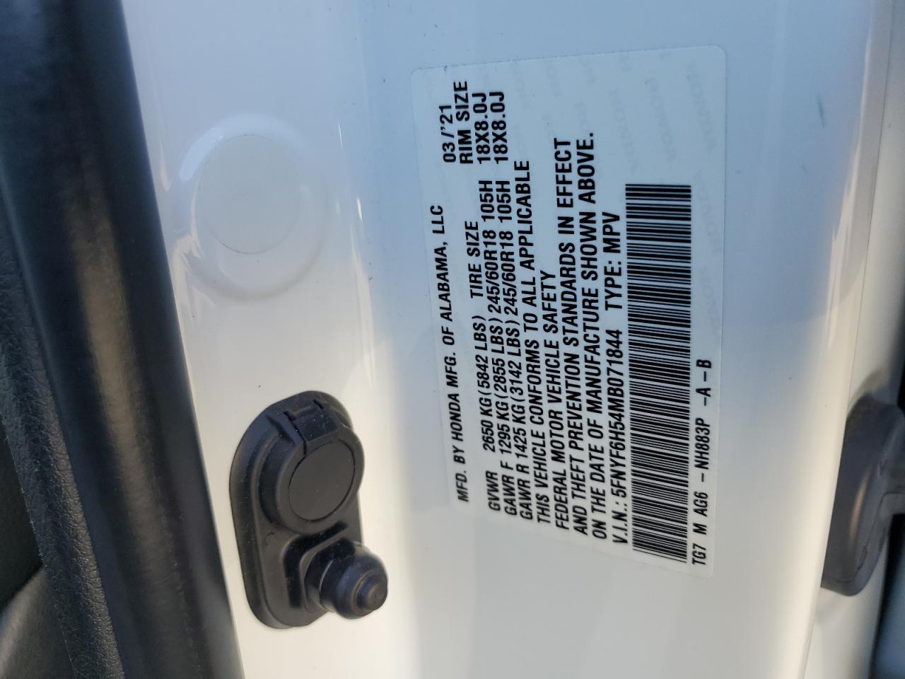 2021 Honda Pilot Exl VIN: 5FNYF6H54MB071844 Lot: 82237705