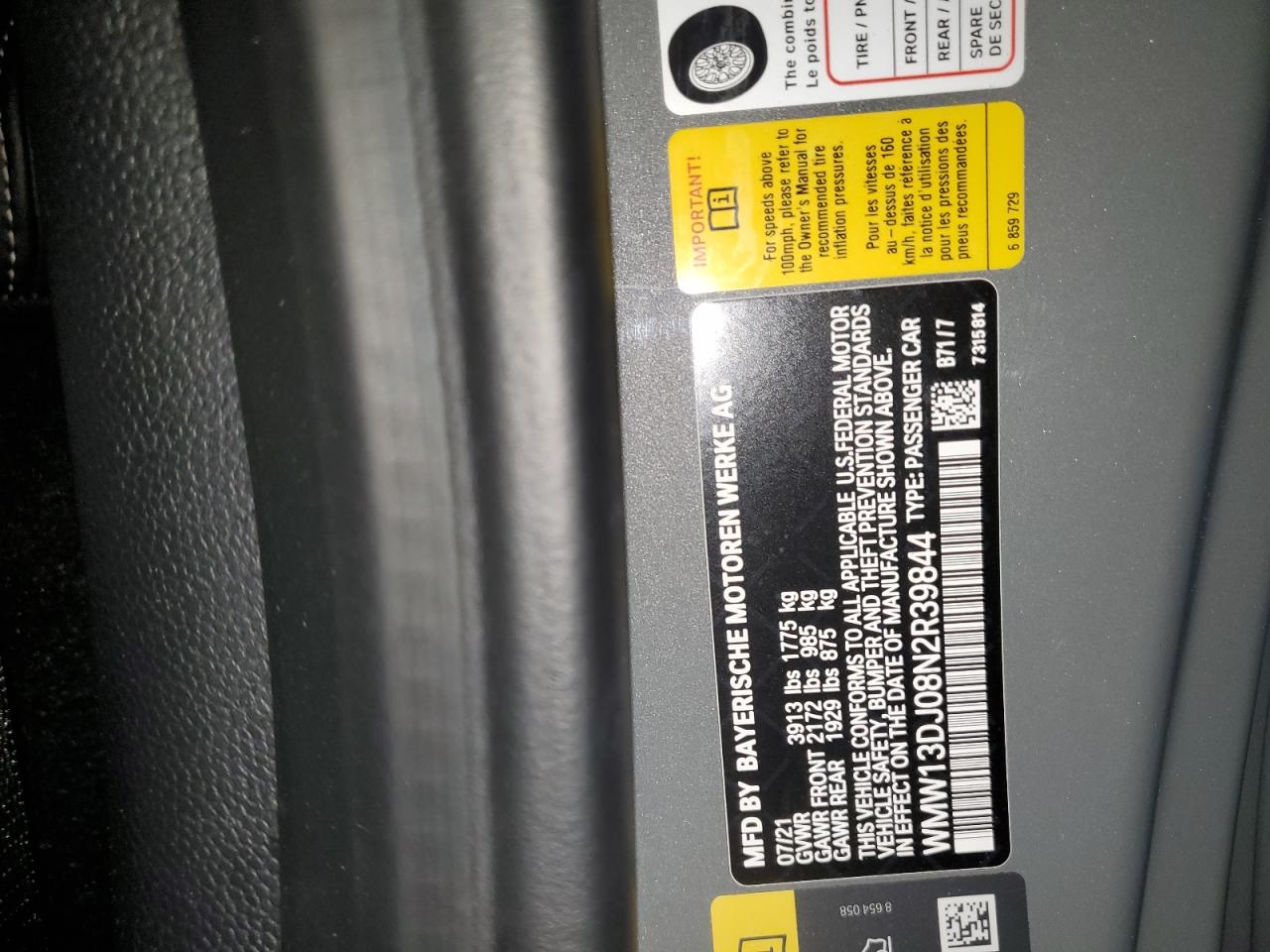 2022 Mini Cooper Se VIN: WMW13DJ08N2R39844 Lot: 90090805