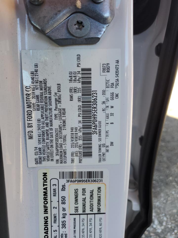 2014 Ford Fusion Se VIN: 3FA6P0H95ER306231 Lot: 85185935