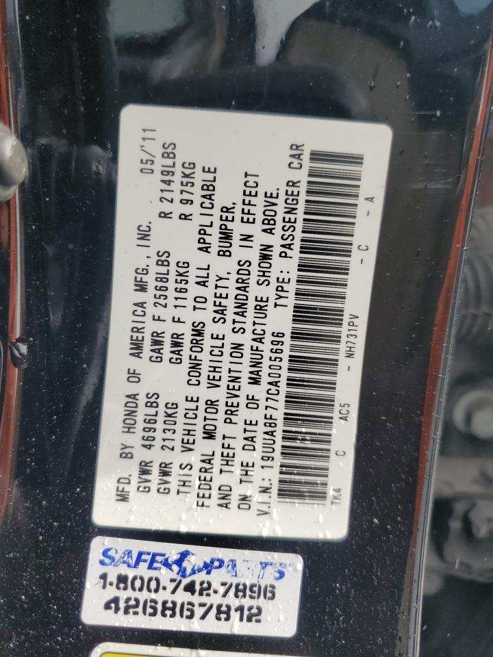 2012 Acura Tl VIN: 19UUA8F77CA005696 Lot: 85691635