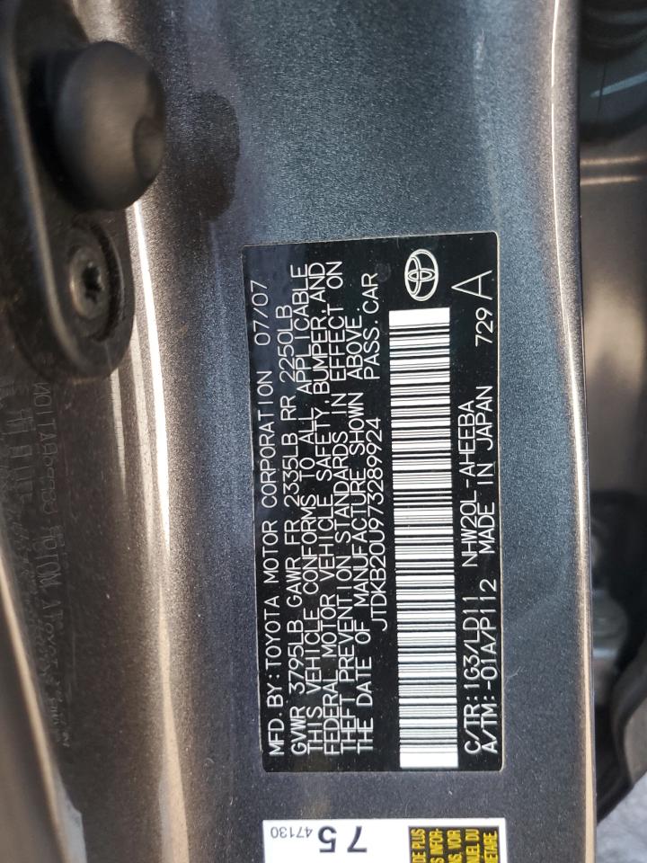 2007 Toyota Prius VIN: JTDKB20U973289924 Lot: 85880085