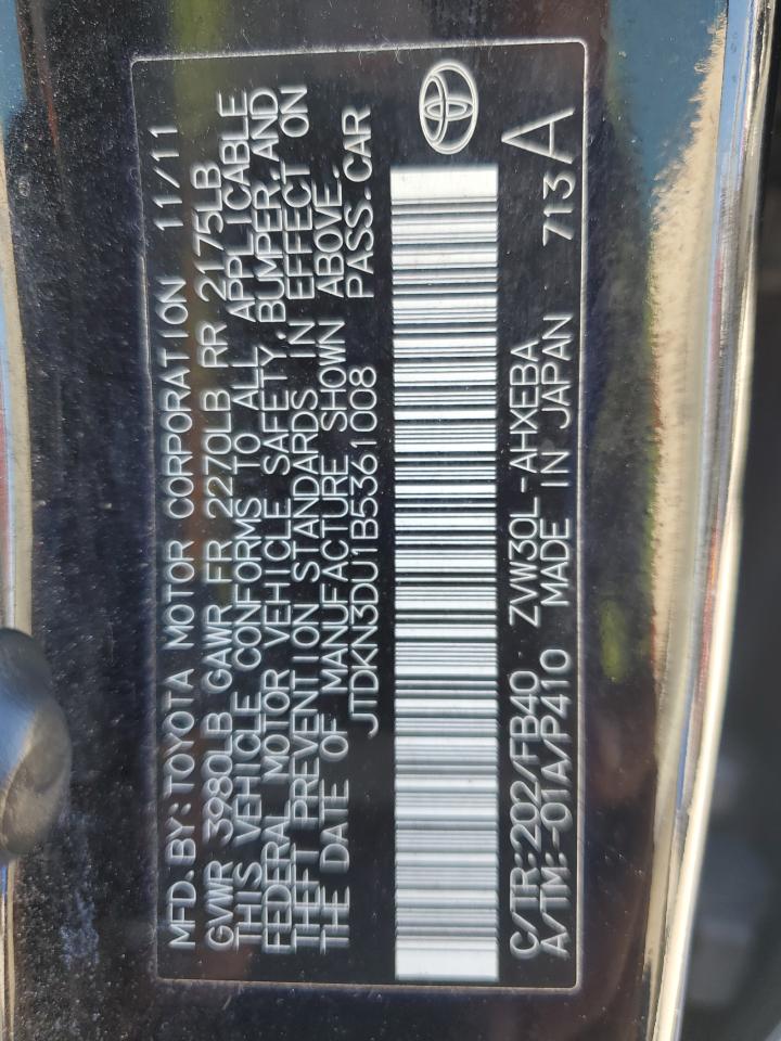 2011 Toyota Prius VIN: JTDKN3DU1B5361008 Lot: 86171505