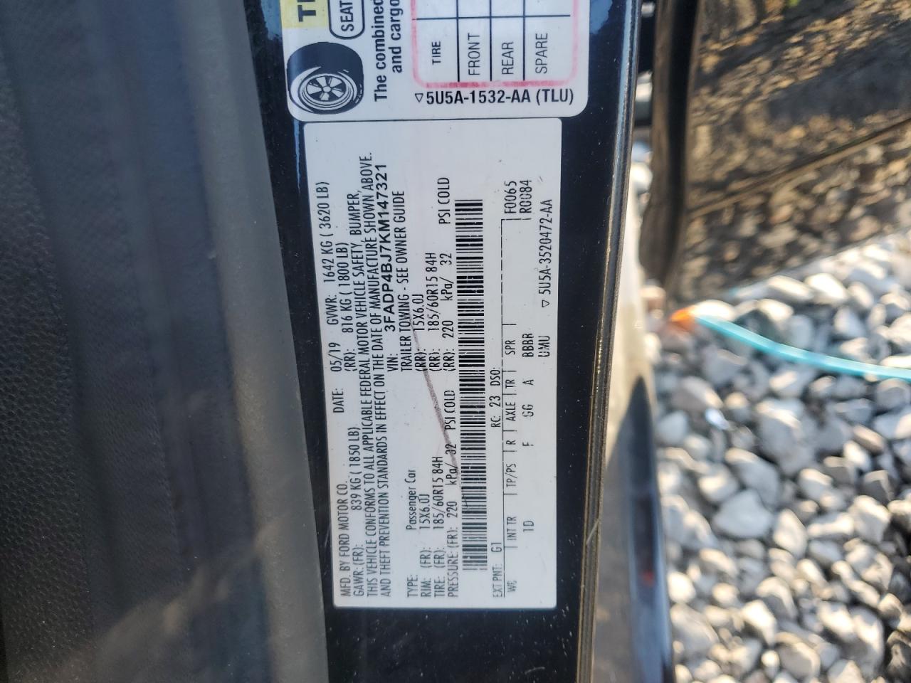 2019 Ford Fiesta Se VIN: 3FADP4BJ7KM147321 Lot: 85121705