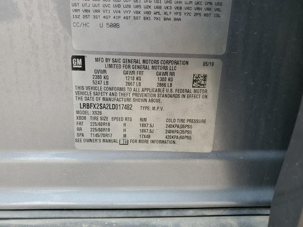 2020 Buick Envision Essence VIN: LRBFX2SA2LD017482 Lot: 85260285