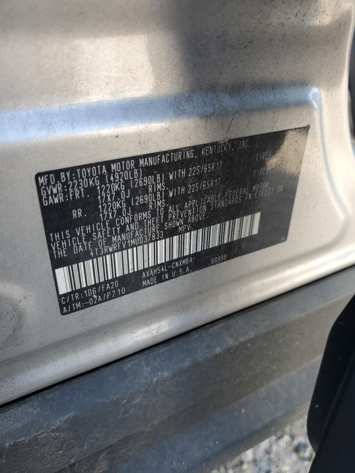 2021 Toyota Rav4 Xle VIN: 4T3RWRFV1MU037833 Lot: 82001945