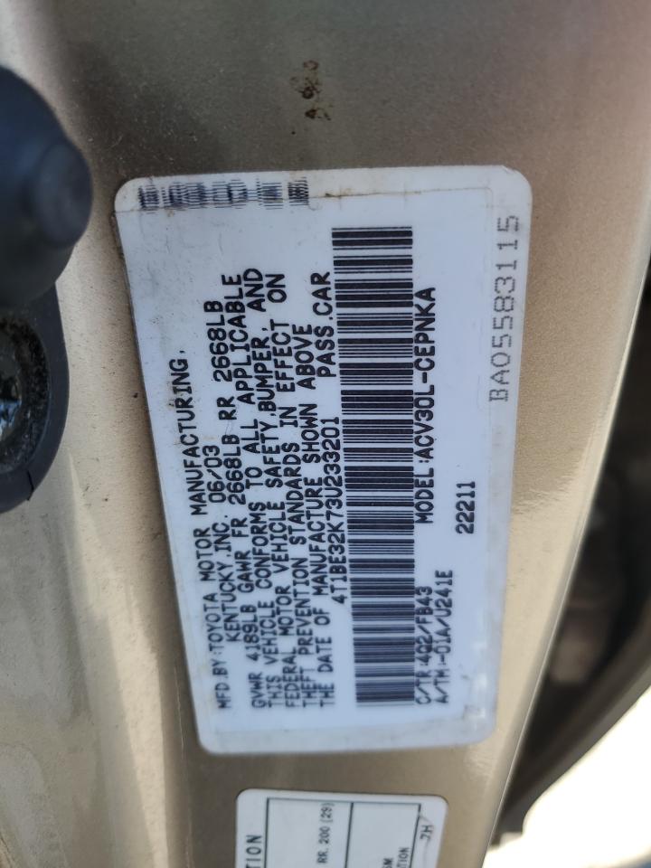 2003 Toyota Camry Le VIN: 4T1BE32K73U233201 Lot: 84635075