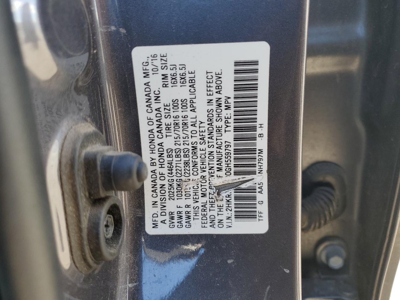 2016 Honda Cr-V Lx VIN: 2HKRM3H30GH559797 Lot: 81994775