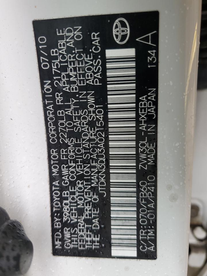 2010 Toyota Prius VIN: JTDKN3DU3A0215401 Lot: 86615305