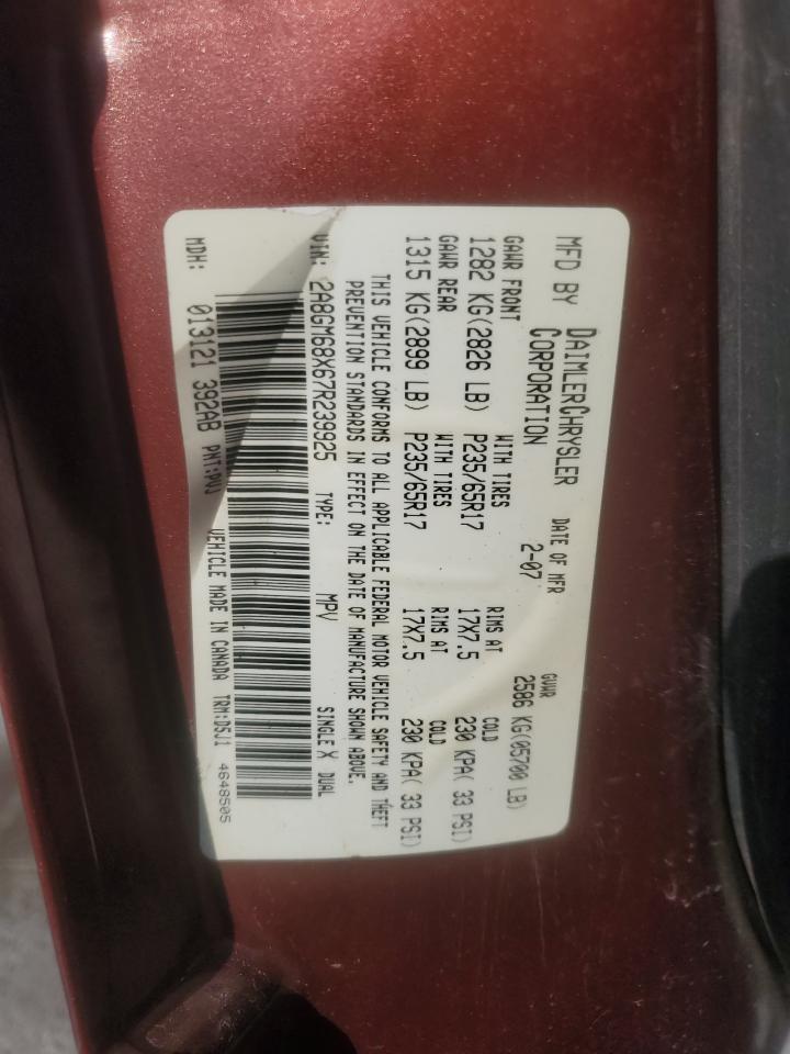 2007 Chrysler Pacifica Touring VIN: 2A8GM68X67R239925 Lot: 91881585