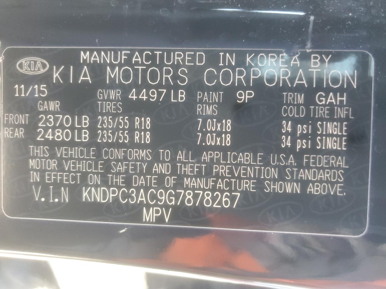 2016 Kia Sportage Ex VIN: KNDPC3AC9G7878267 Lot: 82288425