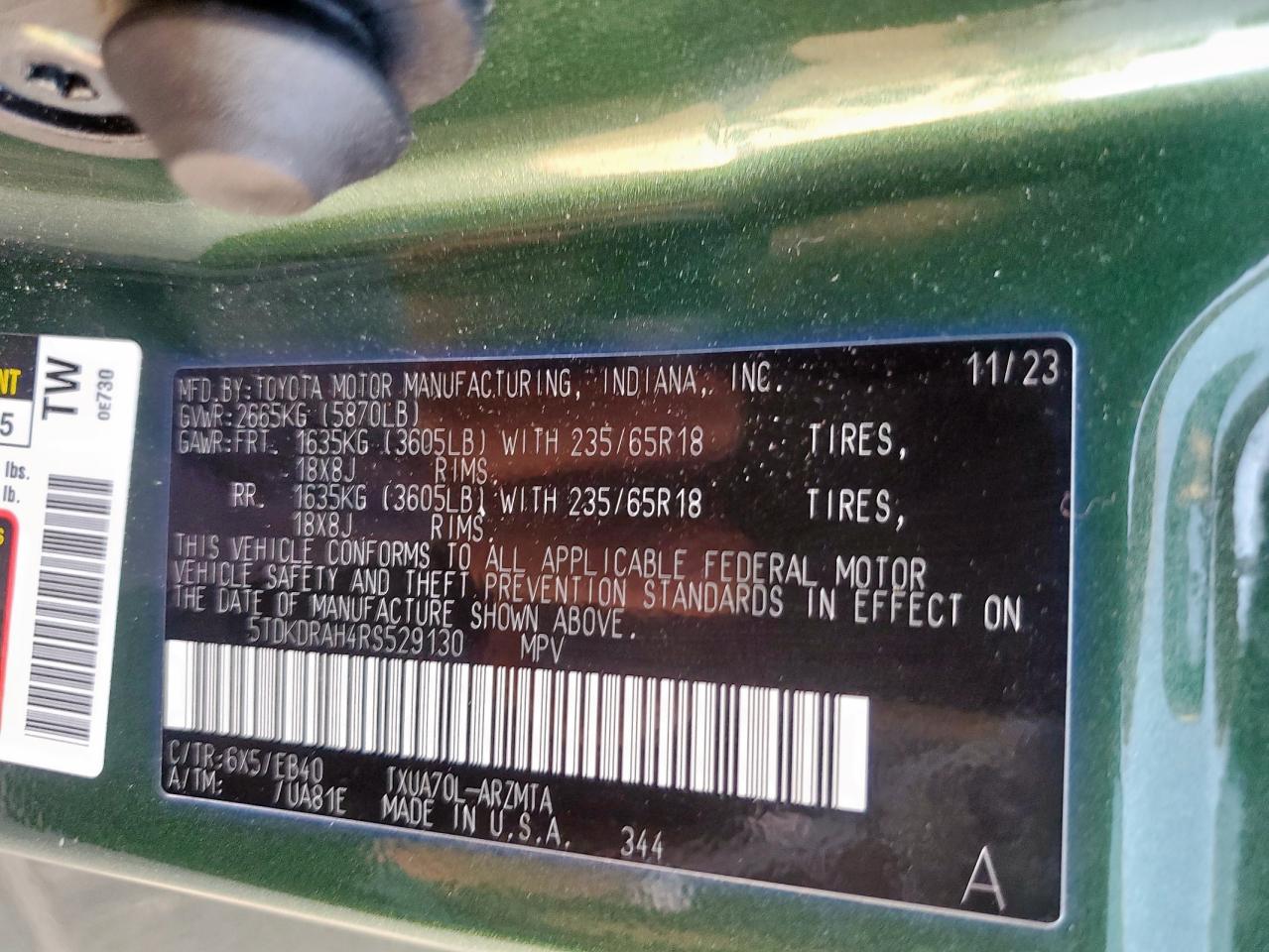 2024 Toyota Highlander Le VIN: 5TDKDRAH4RS529130 Lot: 82257395